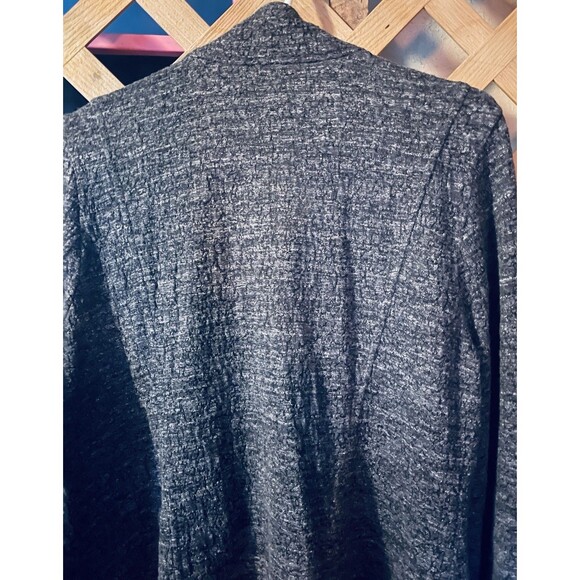 EILEEN FISHER Marled Dark Gray Draping Lagenlook Open Front Cardigan Sweater L - Picture 9 of 12